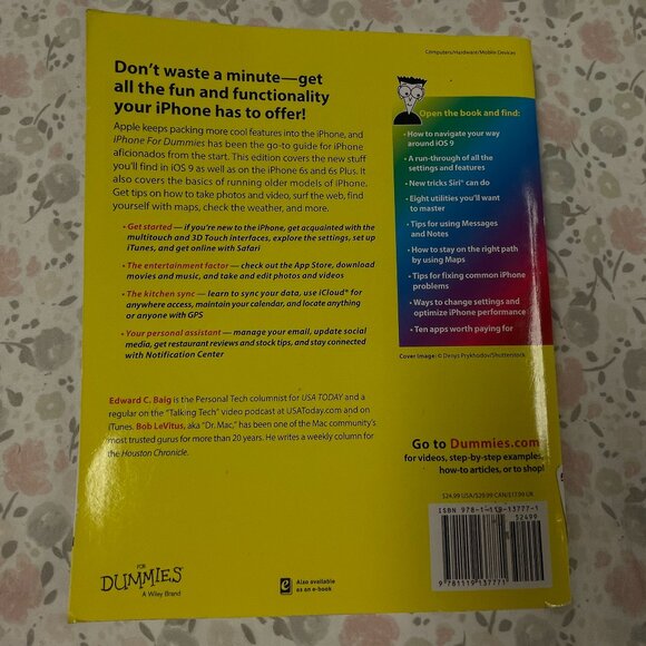 iPhone for Dummies, 9th Edition, Paperback Book, A Riley Brand, 2016 - Picture 8 of 8